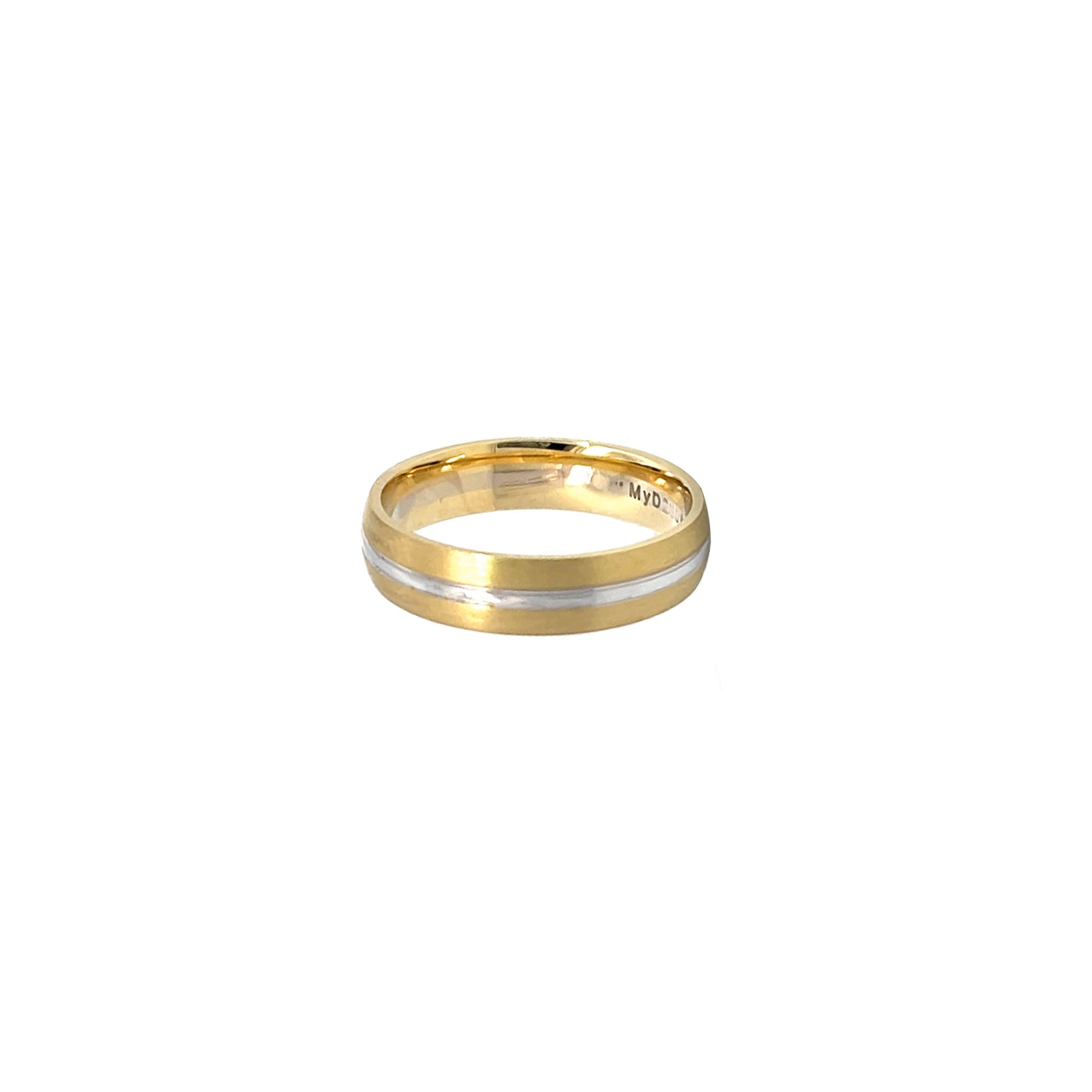 14K Yellow White Gold Plain Wedding Band