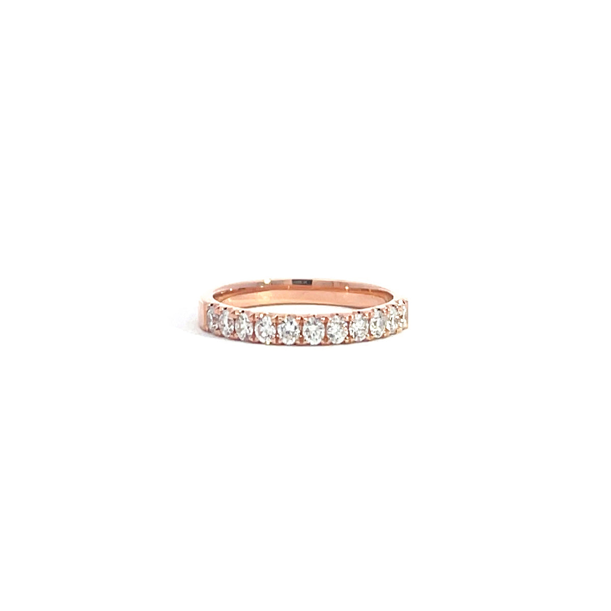14K Rose Gold Half Eternity Ring with 11 Diamonds