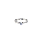 14K White Gold Petite Solitaire Diamond Ring with Cathedral Setting