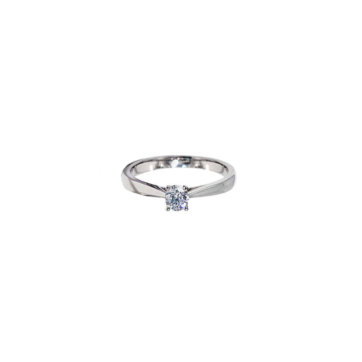 14K White Gold Petite Solitaire Diamond Ring with Cathedral Setting