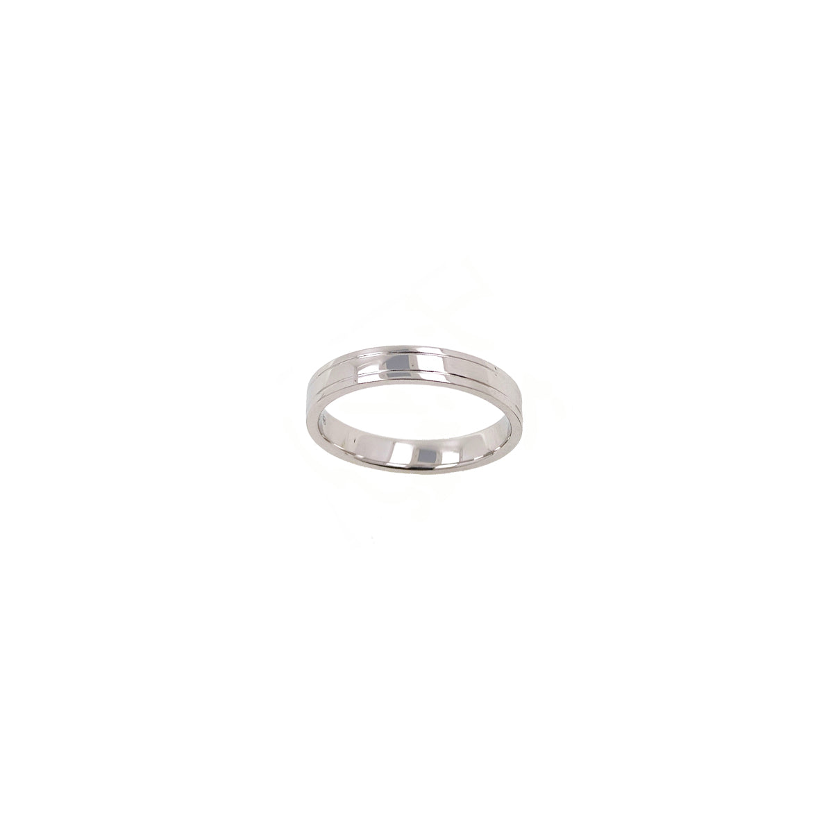 14K White Gold Wedding Band with Carved line Detailing
