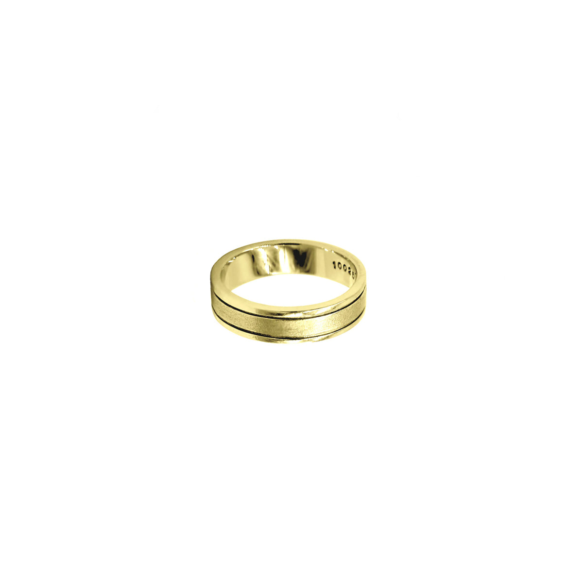 14K Yellow Gold Wedding Band with Carved line Detailing