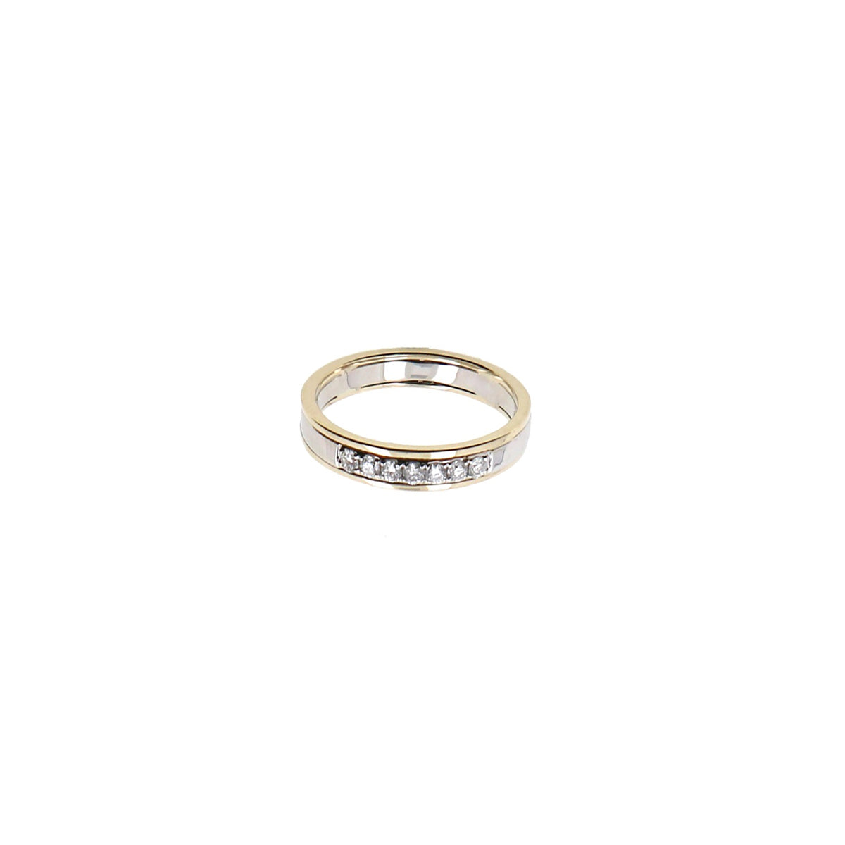 14K Two-Tone Wedding Band with 7 Diamonds