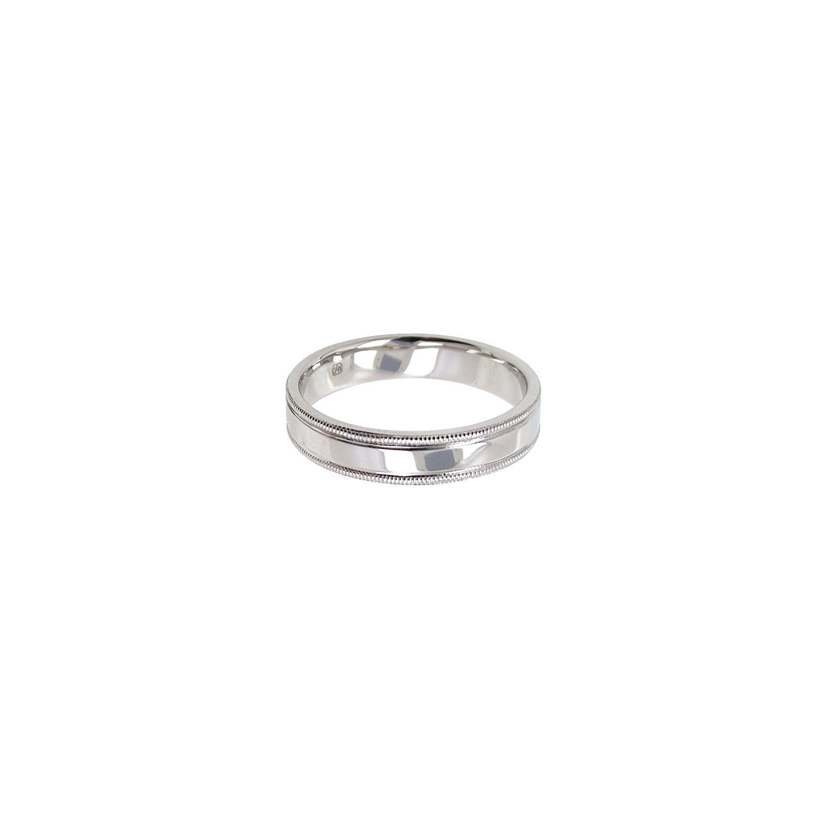 14K White Gold Wedding Band with Milgrain Detailing