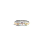14K Yellow Gold Wedding Band with White Gold Edges and 7 Diamonds