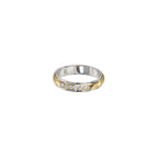14K Yellow Gold Wedding Band with White Gold Edges and 7 Diamonds