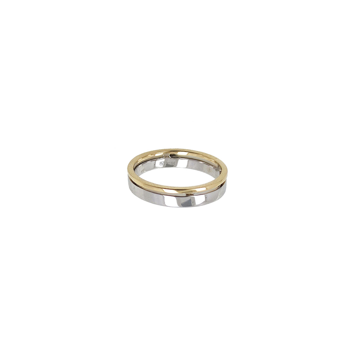 14K White Gold Wedding Band with Yellow Gold Accent