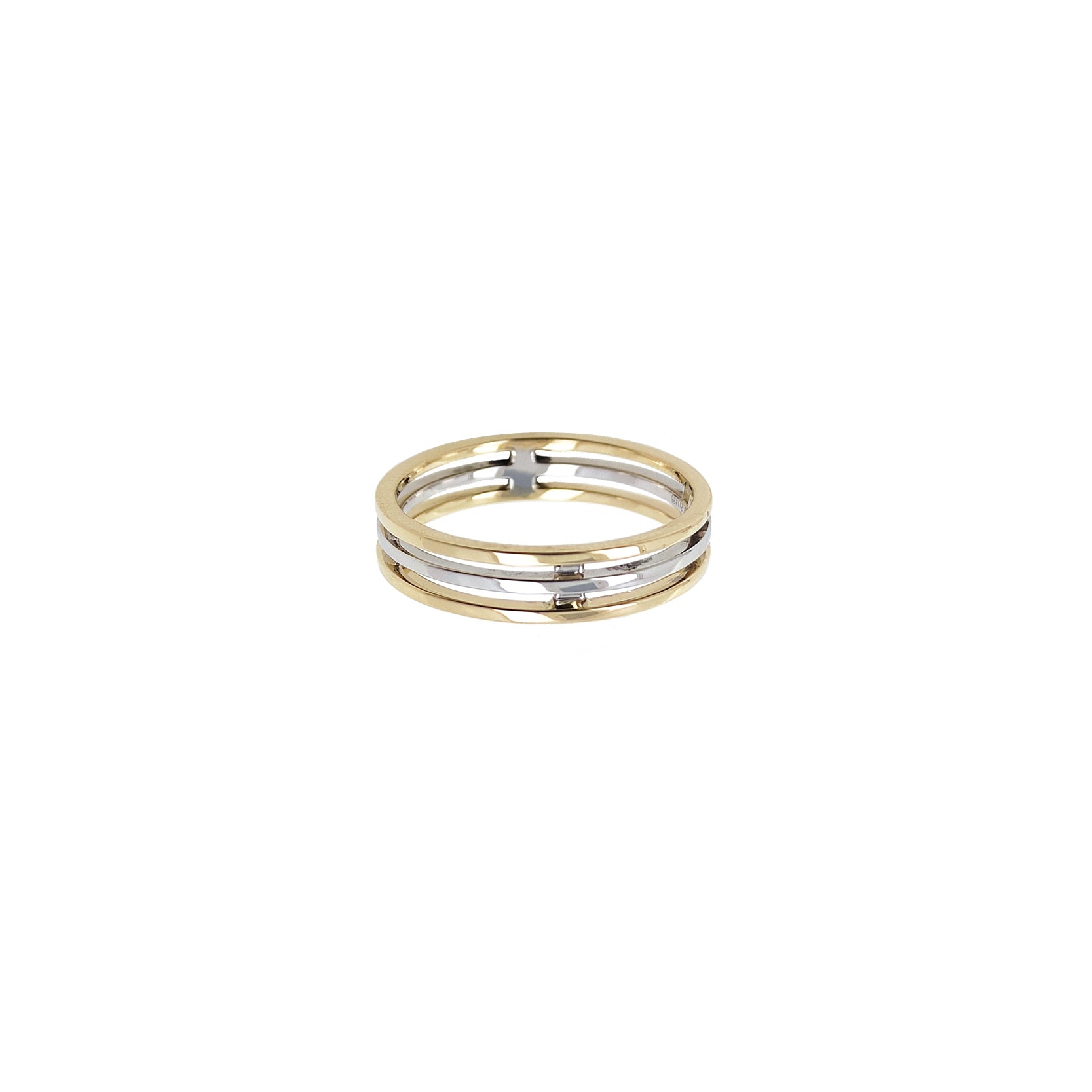 14K Yellow White Gold Triple Band Ring