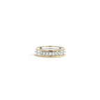 14K Yellow White Gold Triple Band Ring with 7 Diamonds