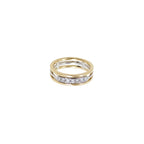14K Yellow White Gold Triple Band Ring with 7 Diamonds