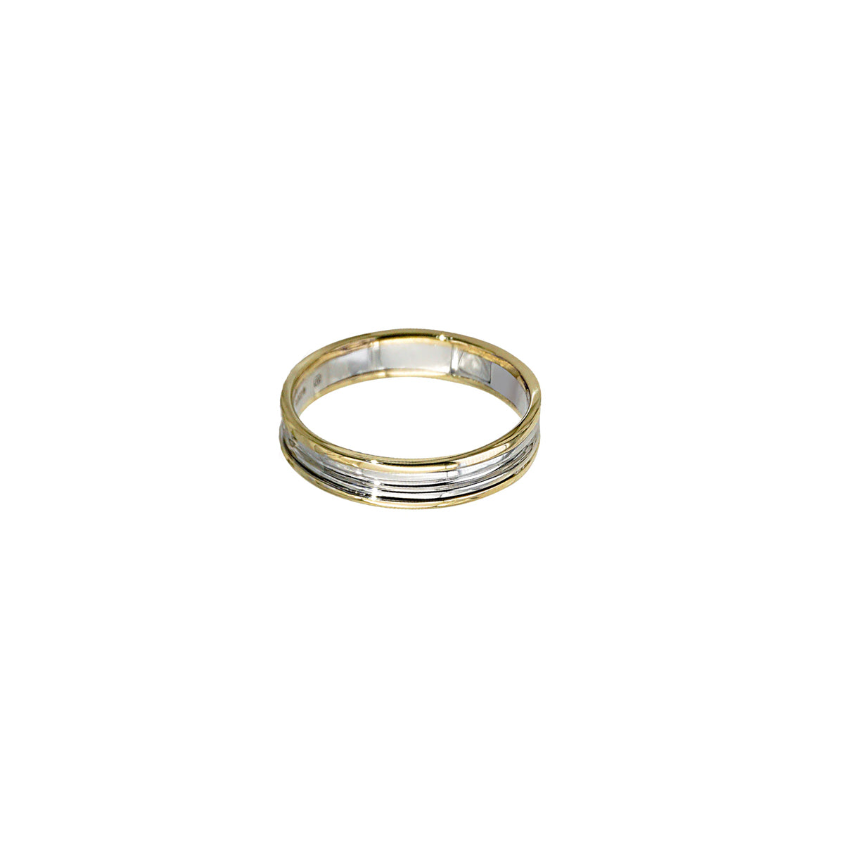 14K Two-Tone Grooved Wedding Band