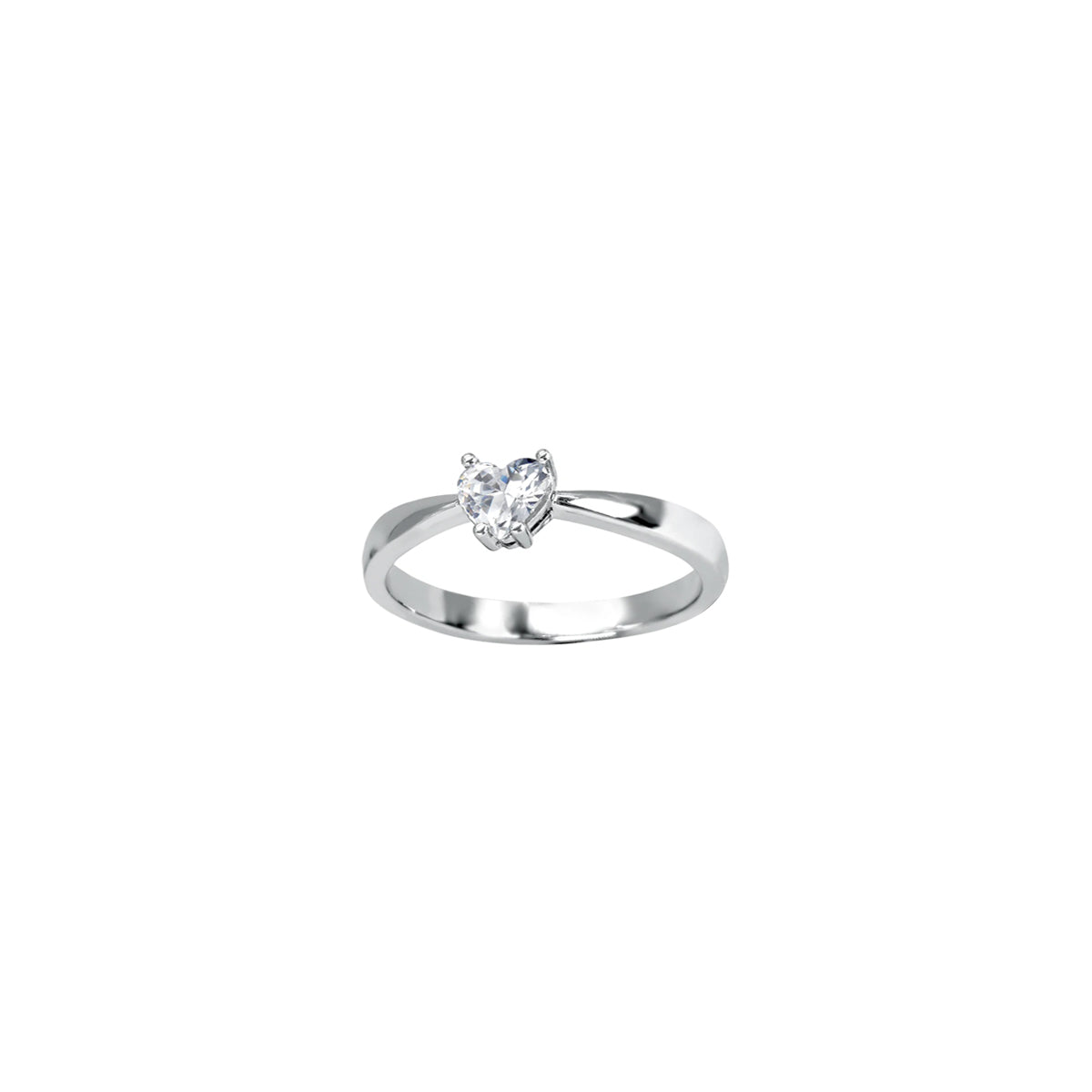 14K White Gold Solitaire Heart Diamond Ring