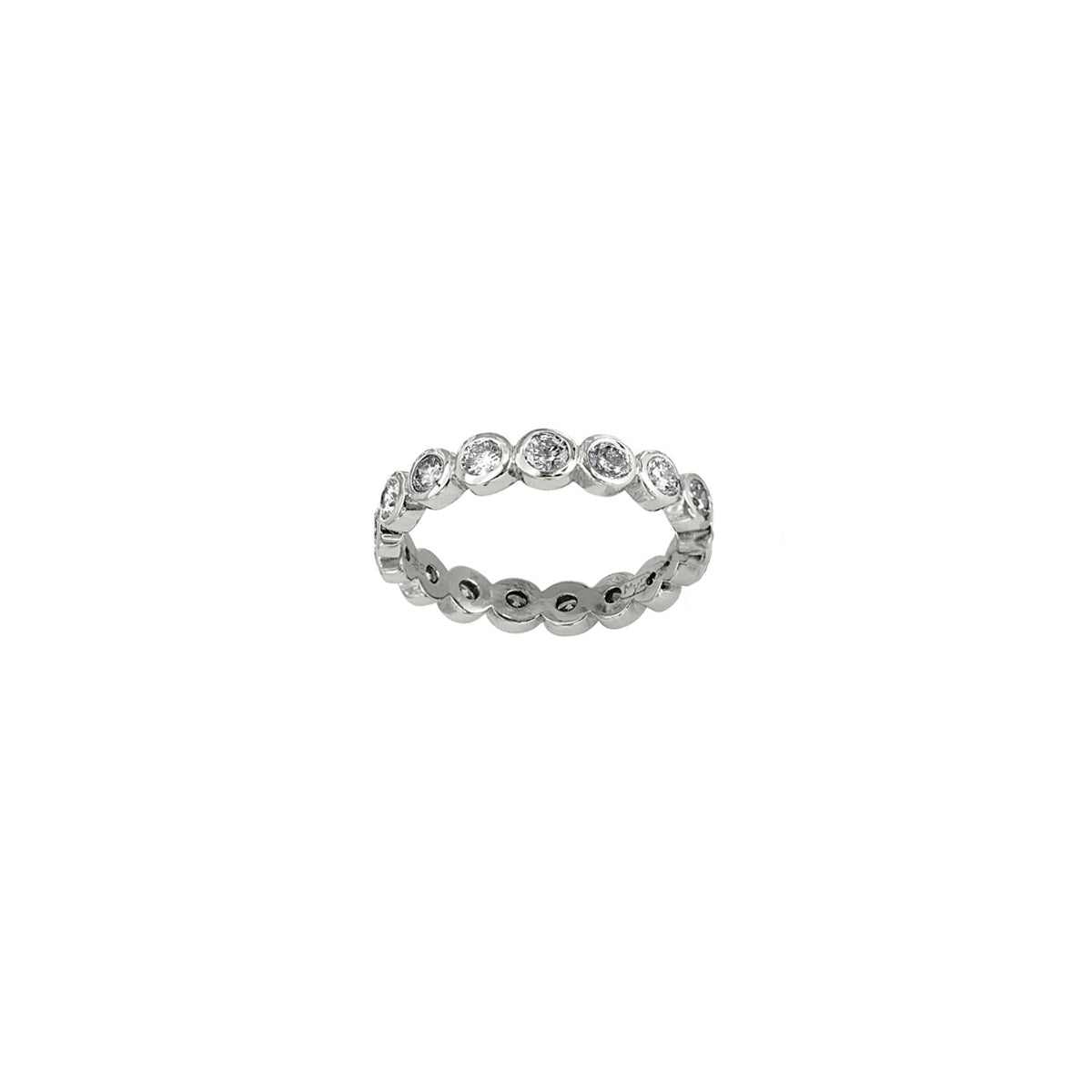 14K White Gold Bezel-Set Diamond Eternity Ring