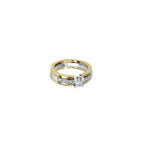14K Yellow White Gold Interlocking Engagement Ring and Wedding Band Bridal Set with 9 Diamonds