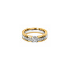 14K Yellow White Gold Interlocking Engagement Ring and Wedding Band Bridal Set with 9 Diamonds