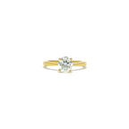 14K/18K Yellow Gold Solitaire Engagement Ring with Thin Set Tapered Shank