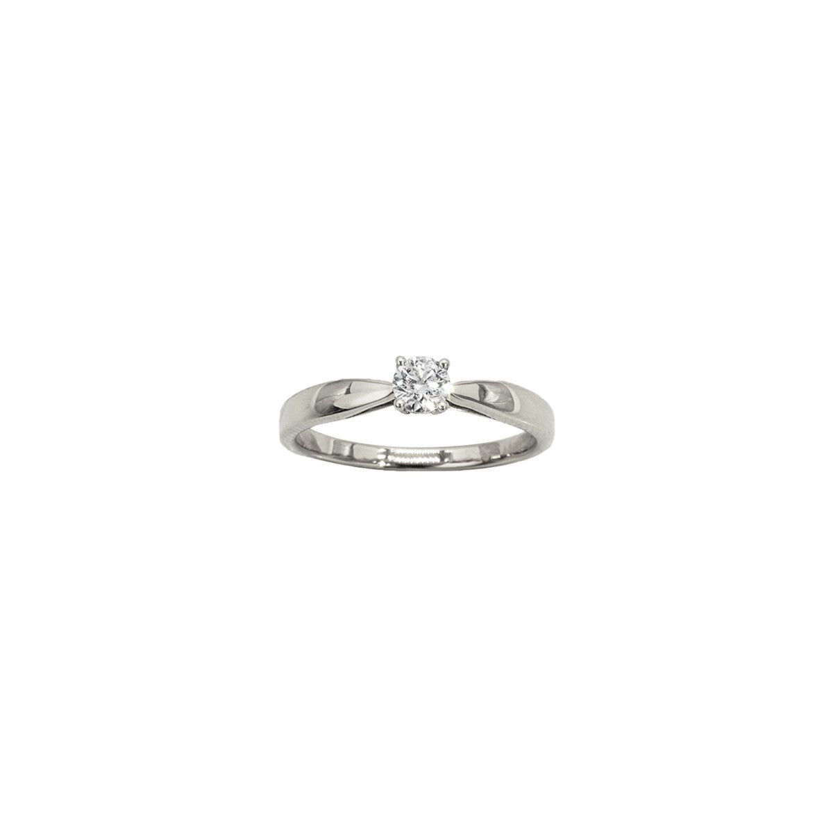 14K White Gold Solitaire Engagement Ring with Tapered Shank