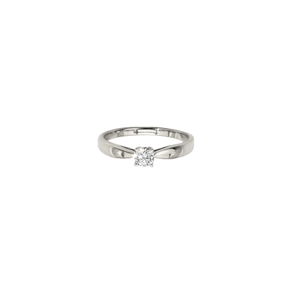 14K White Gold Solitaire Engagement Ring with Tapered Shank