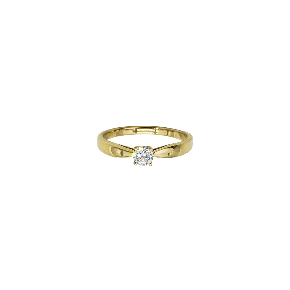14K Yellow Gold Solitaire Engagement Ring with Tapered Shank