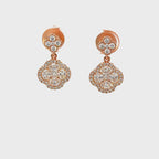 14K Rose Gold Diamond Clover Drop Earrings