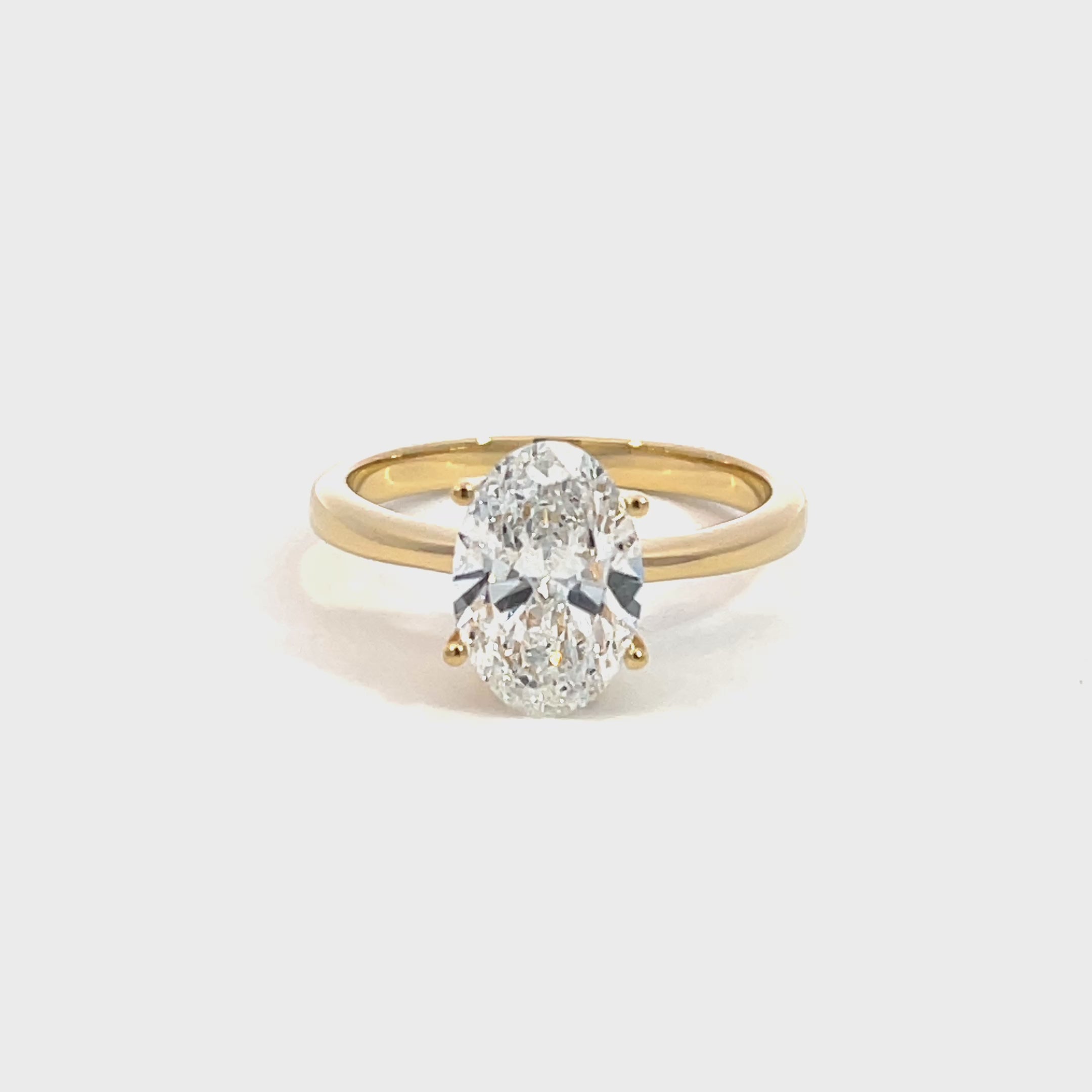 18K Yellow Gold Lab Grown Oval Cut Diamond Solitaire Ring