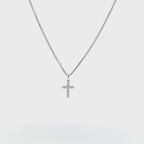 Petite 14K White Gold Diamond Cross Pendant with Bale