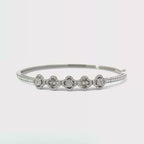14K White Gold 5 Flower Slide Bangle Bracelet with 172 Diamonds