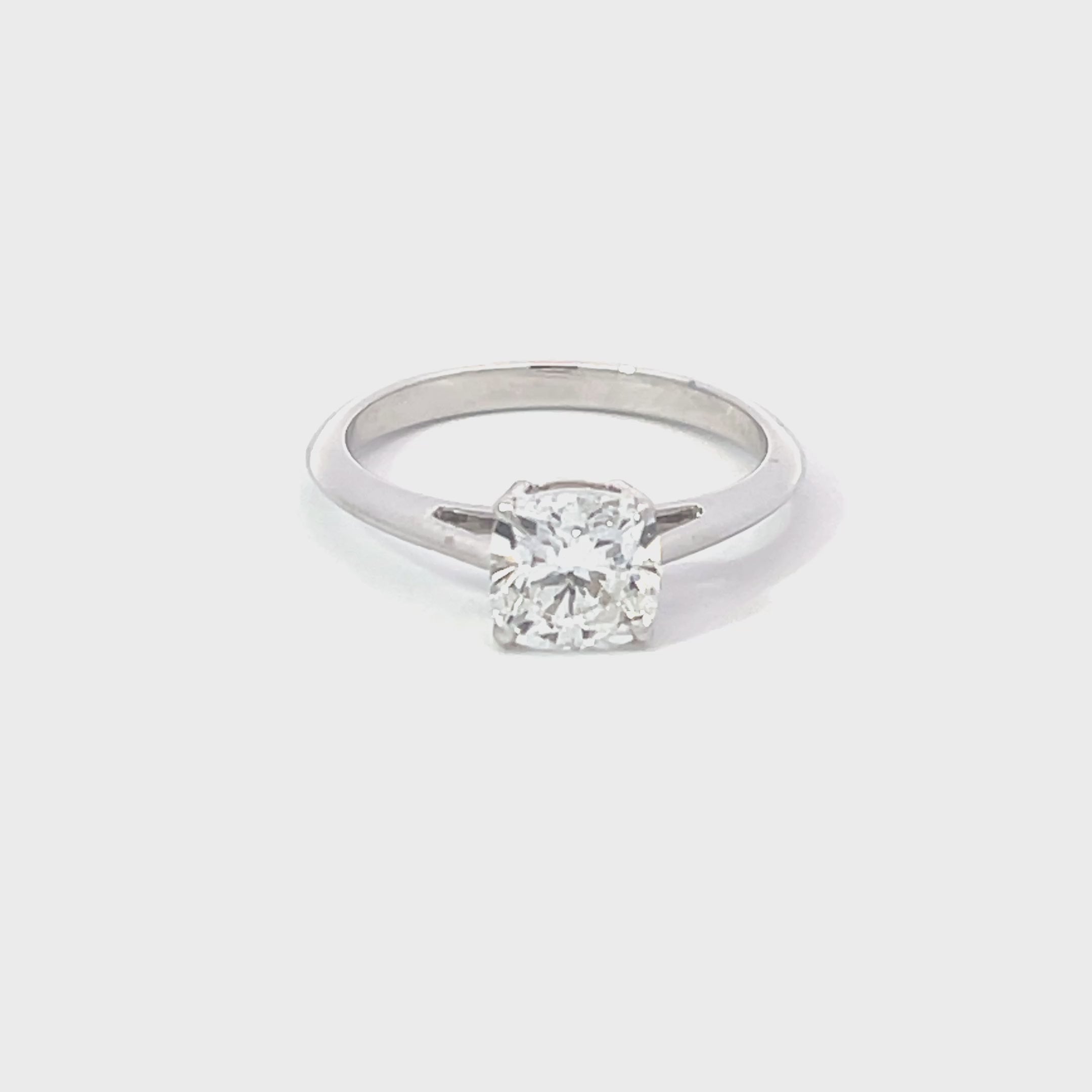 14K White Gold Lab Grown Cushion Cut Solitaire Diamond Ring