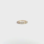 14K Yellow Gold Triple Halo and Baguette Cut Diamond Ring