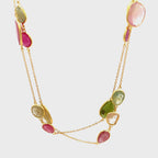 18K Yellow Gold Station Necklace with 21 Fancy Sapphires