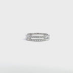 14K White Gold Double Row Ring with 18 Diamonds