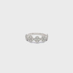 14K White Gold Diamond Clover Cluster Half-Eternity Ring