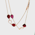 18K Rose Gold Garnet and Rose Quartz Station Necklace
