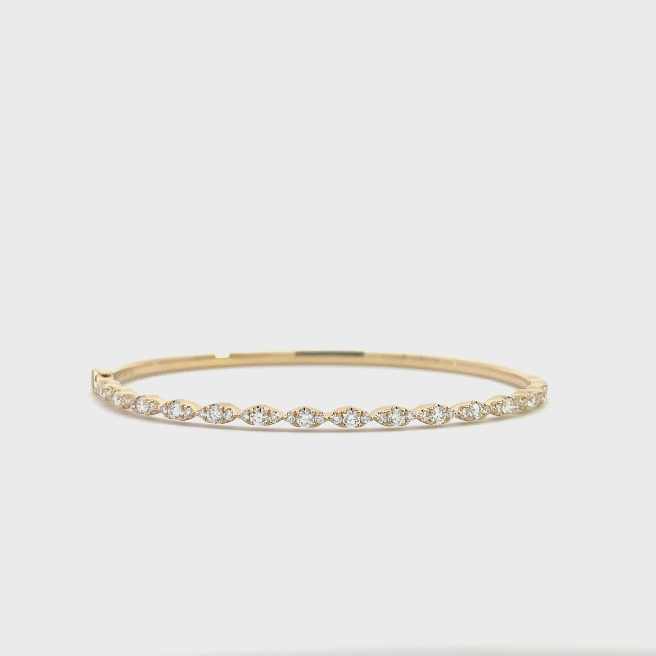 14K Yellow Gold Half Eternity Marquise Bangle with 45 Diamonds