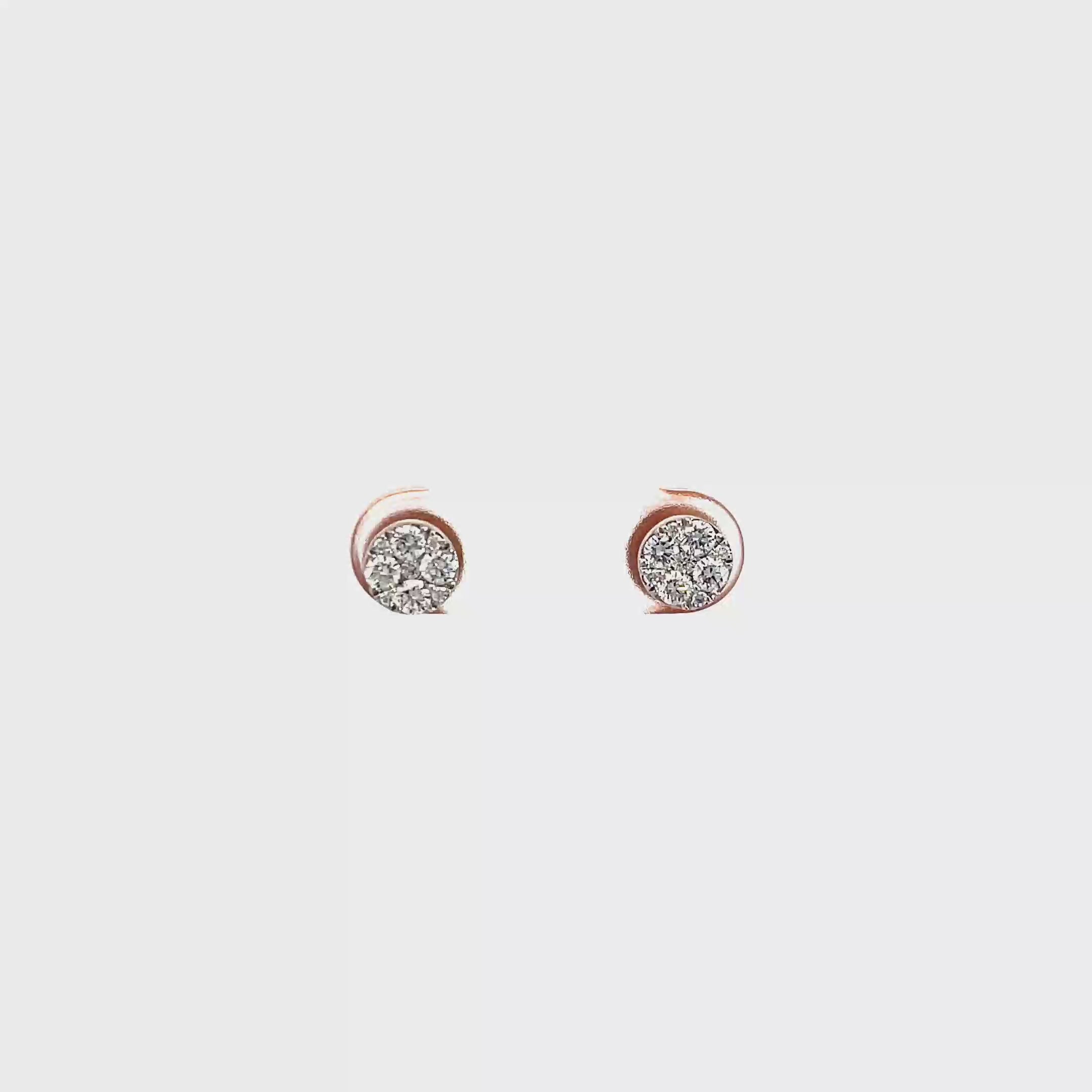 14K Rose Gold Elegant Diamond Stud Earrings