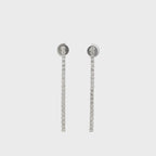 14K White Gold Dangling Diamond Line Earrings