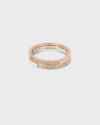 14K White Rose Gold Double Band Wedding Ring with 20 Diamonds