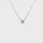 14K White Gold Diamond Clover Cluster Pendant Necklace with Milgrain Detailing