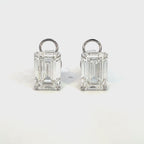 14K/18K White Gold Emerald Cut Lab Grown Diamond Stud Earrings with Curved Basket style setting White Halo