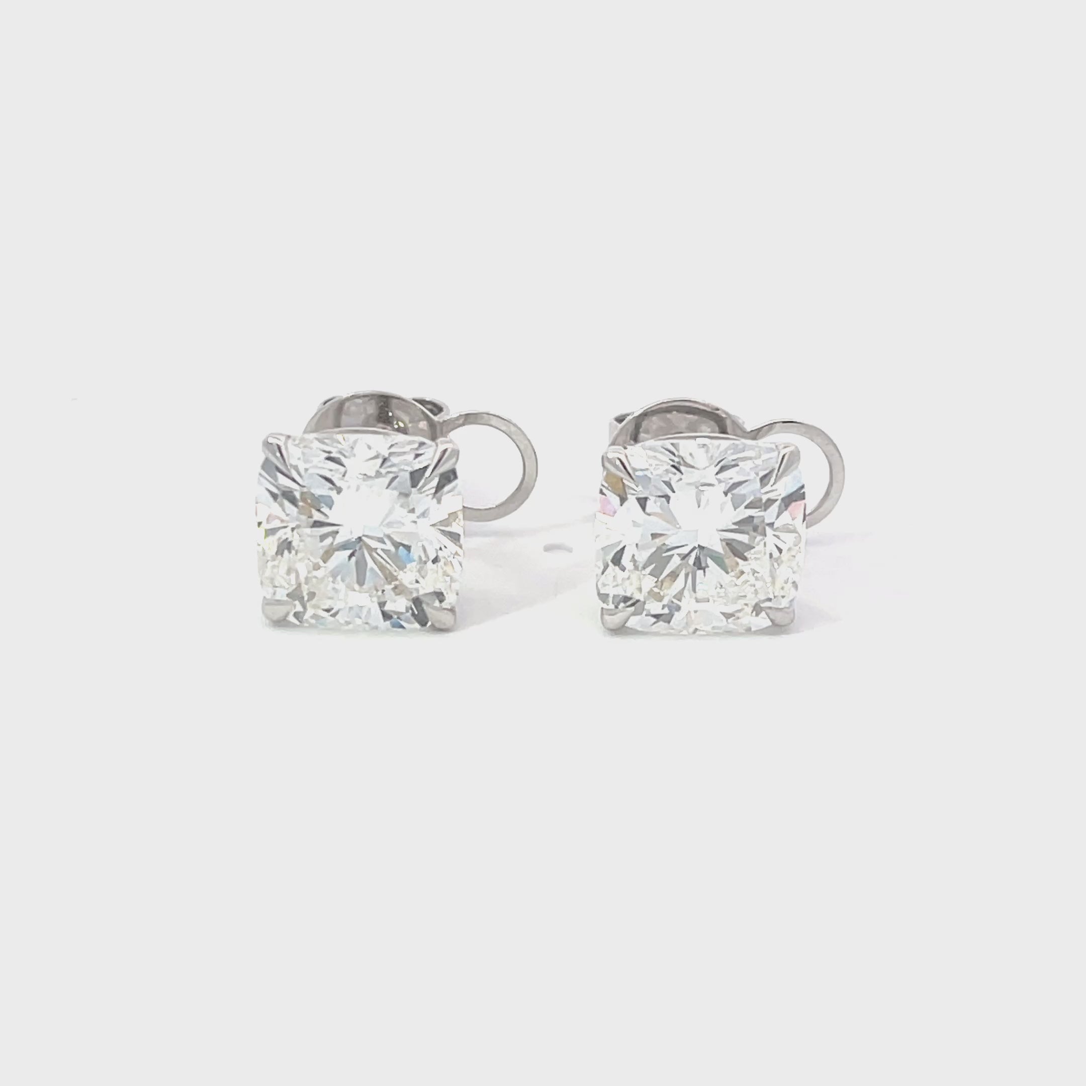 14K White Gold Lab Grown Cushion Cut Diamond Stud Earrings