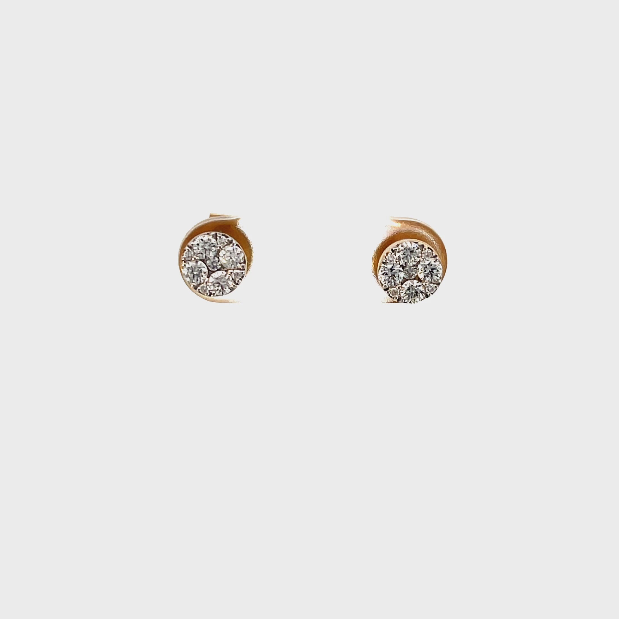14K Yellow Gold Elegant Diamond Stud Earrings