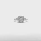 14K White Gold Square Halo Illusion Ring with 33 Diamonds