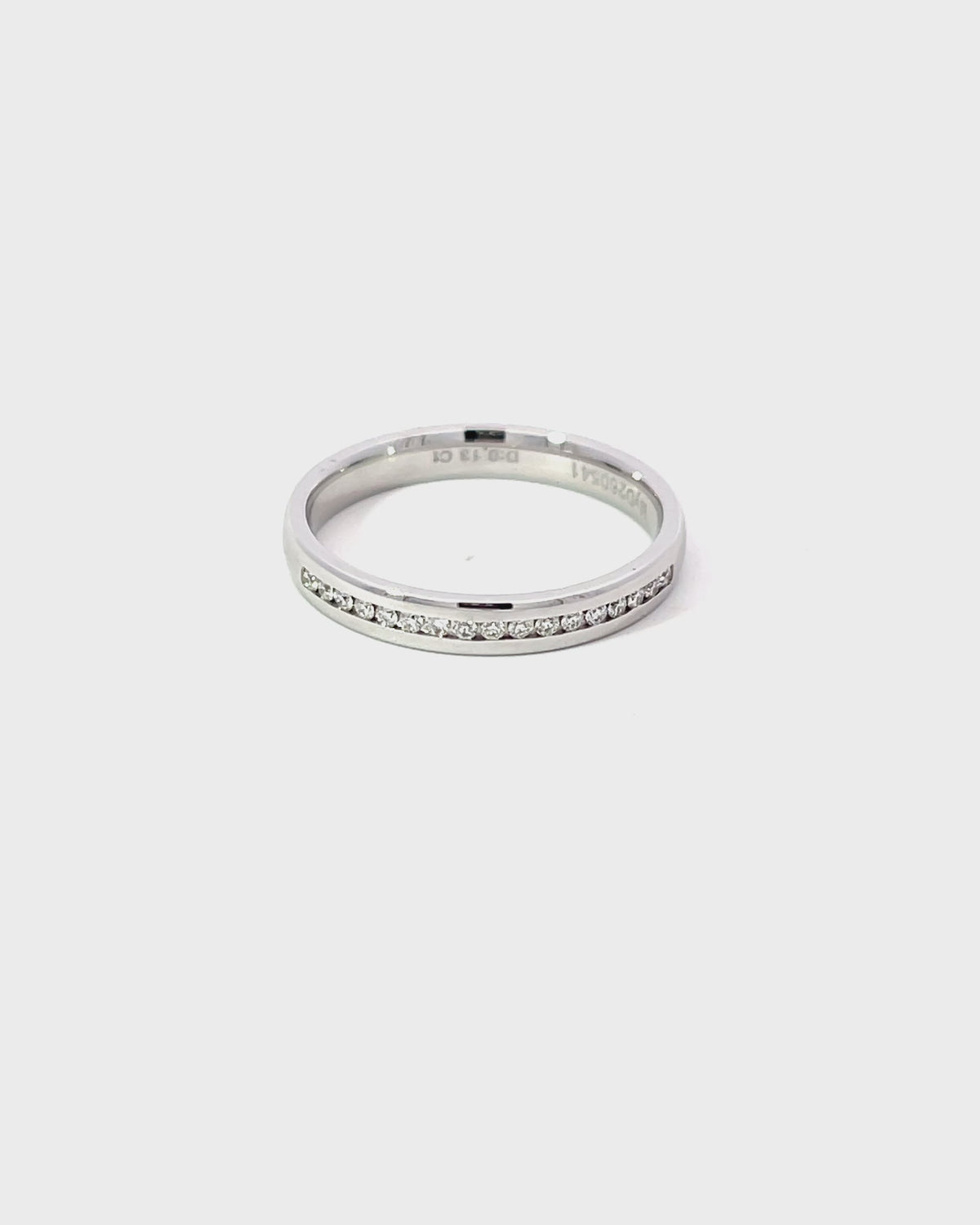 14K White Gold Wedding Band with 17 Channel Set Diamonds