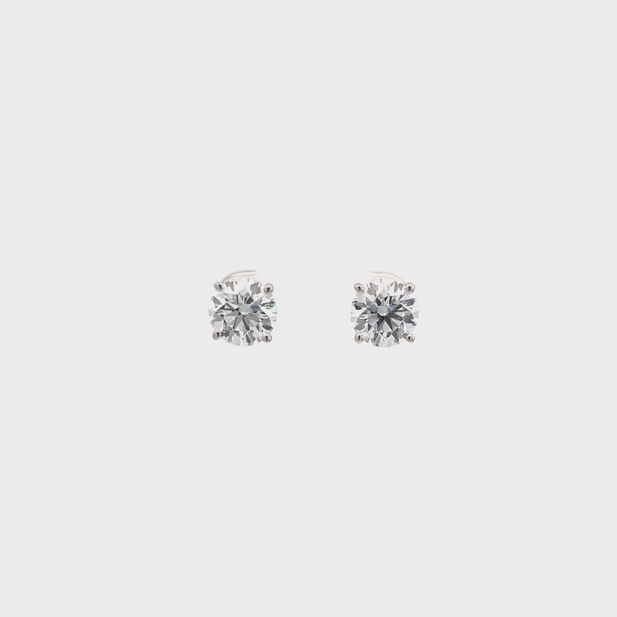 14K White Gold Classic Round Stud Earrings with Lab Grown Diamonds