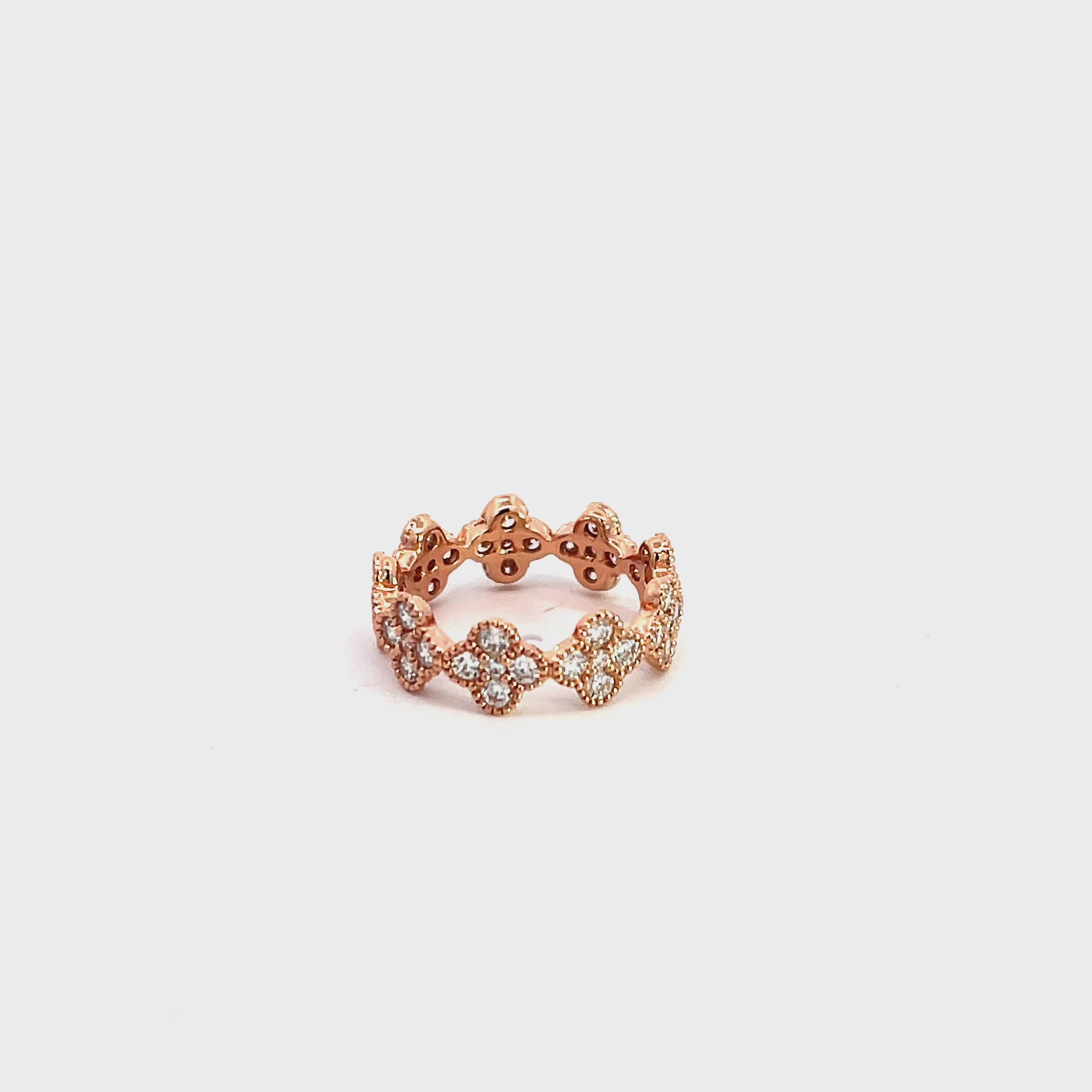 Floral 14K Rose Gold Diamond Eternity Ring