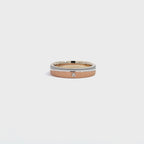14K White Rose Gold Asymmetrical Wedding Band with 1 Diamond
