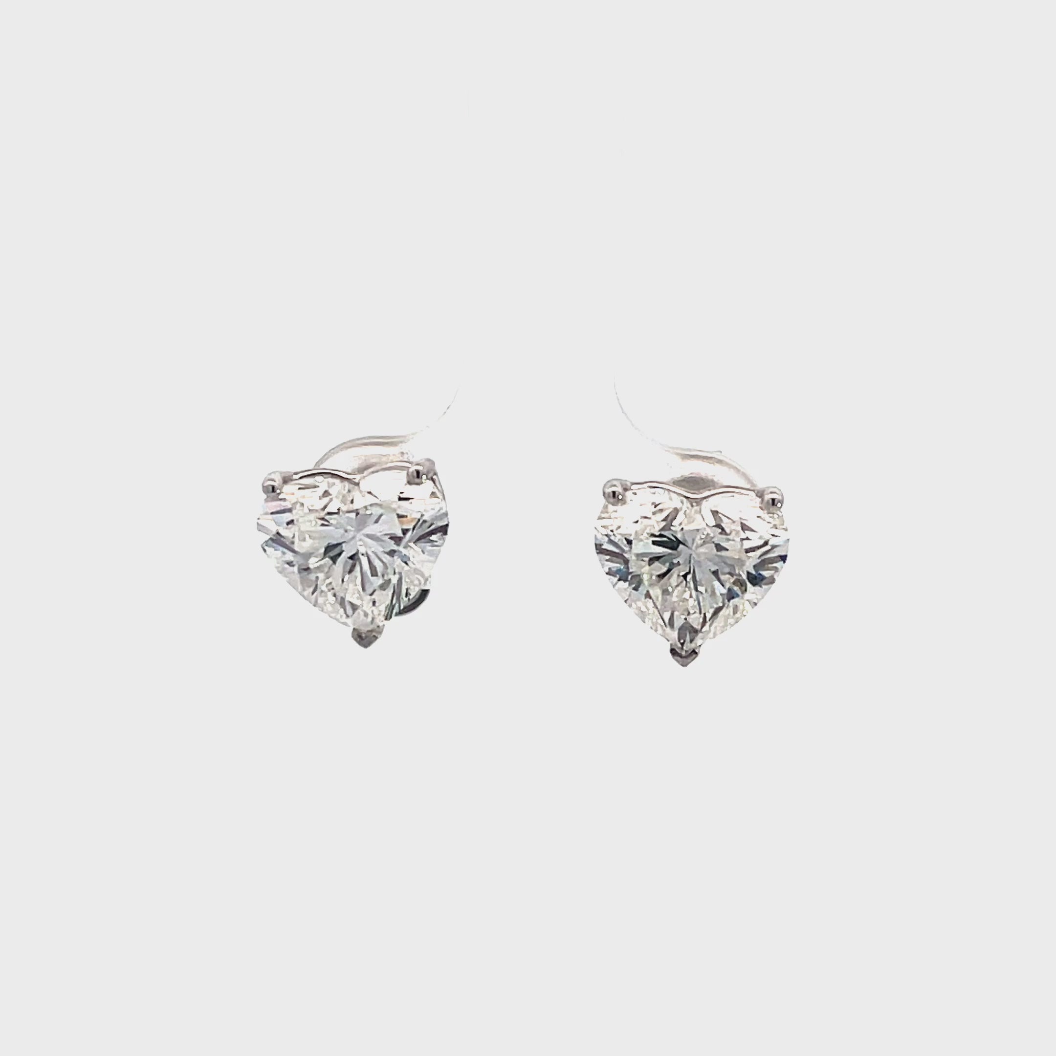 14K/18K White Gold Heart Shaped Lab Grown Diamond Stud Earrings with Martini style setting White Halo
