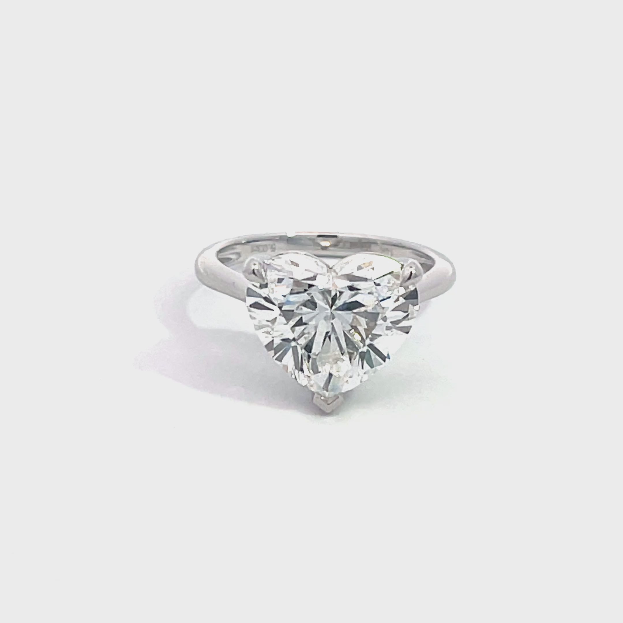 14K White Gold Lab Grown Heart Shaped Diamond Solitaire Ring