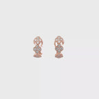 14K Clover Style Rose Gold Latch Back Earrings with 30 Diamonds
