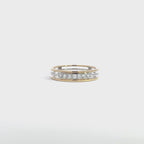 14K Yellow White Gold Triple Band Ring with 7 Diamonds